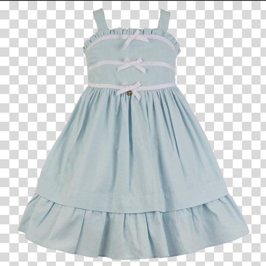 VESTIDO MAQUINETADO AZUL BEBE