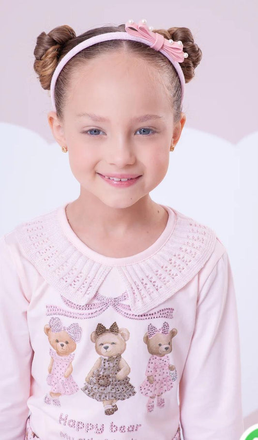 Blusa Cotton Ursinhas Gola Tricot