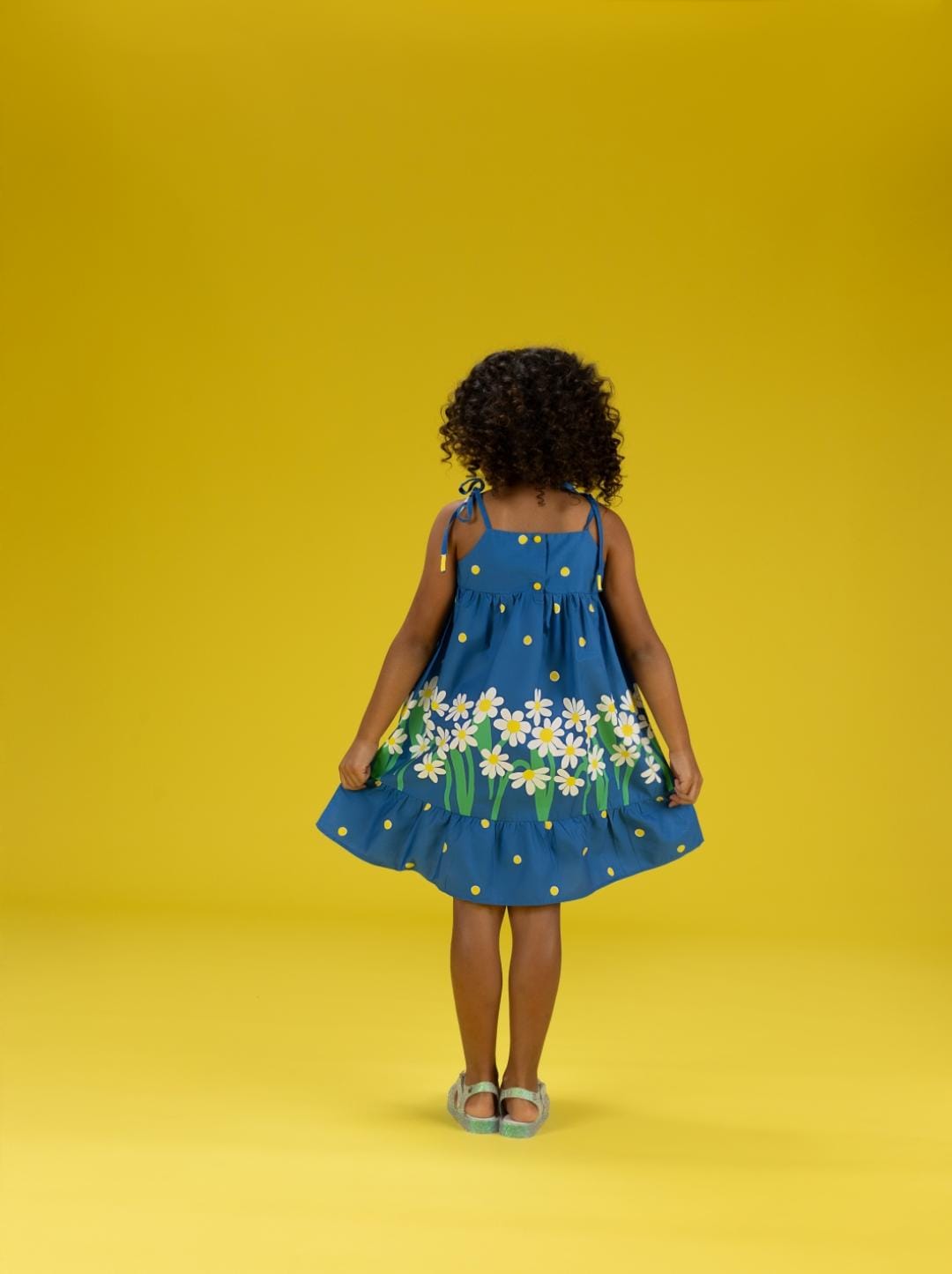 VESTIDO BARRADO MARGARIDA SOLAR AZUL