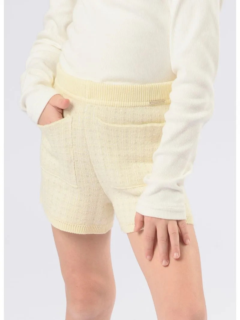 Short Tricot Xadrez Brilho bolso  -Pituchinhus