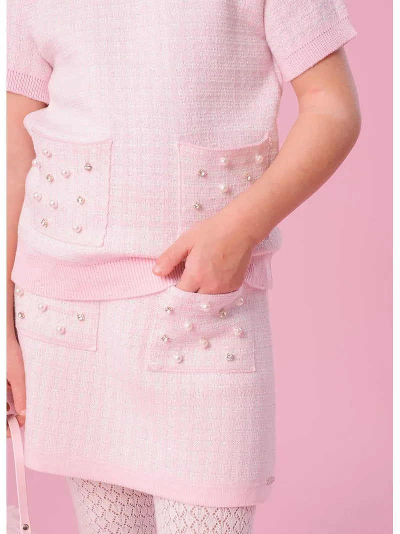 Saia Short Tricot Mini Xadrez - Pituchinhus