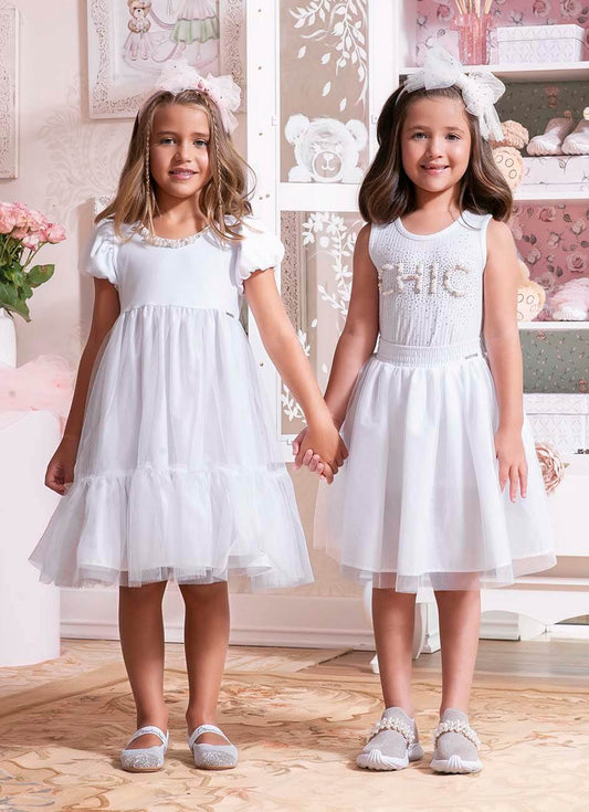 Vestido Cotton Tule com Brilho - Pituchinhus