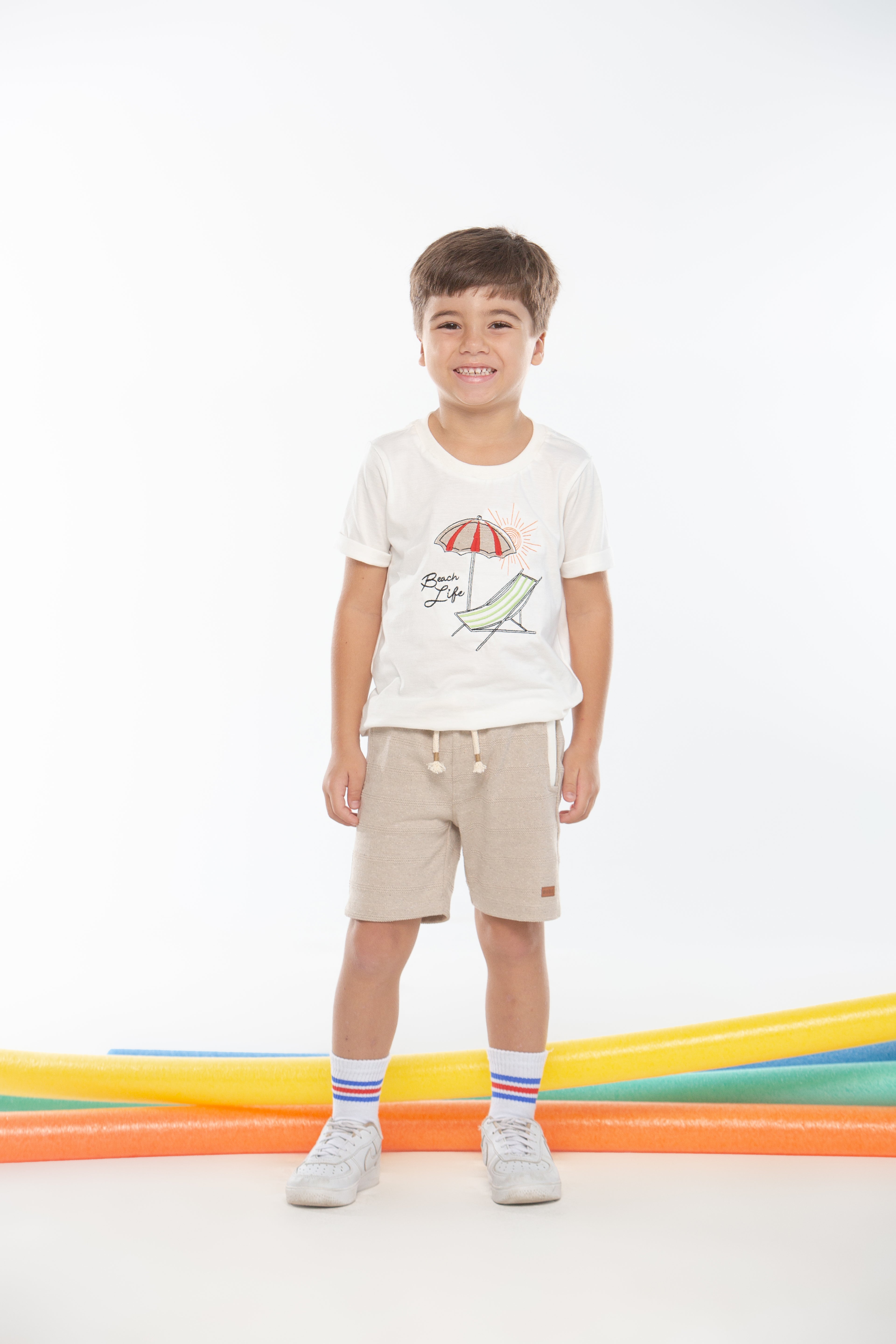 Conjunto Bermunda moletinho e Camisa bordada- Digital Infantil