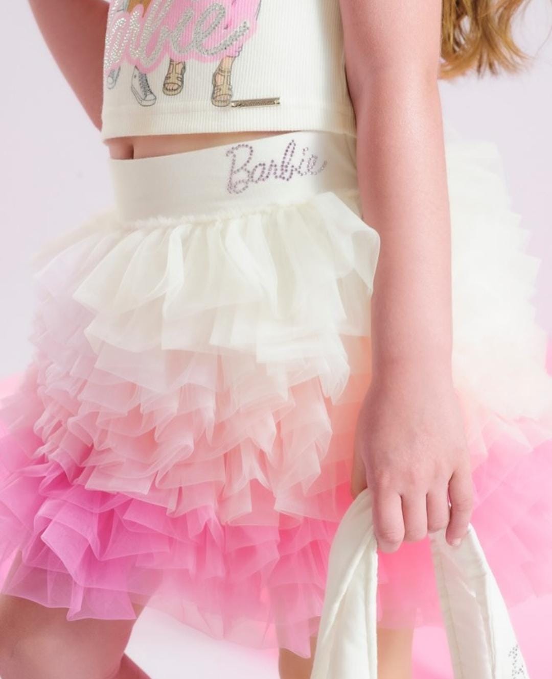 Saia Short babados tule Barbie - Pituchinhus