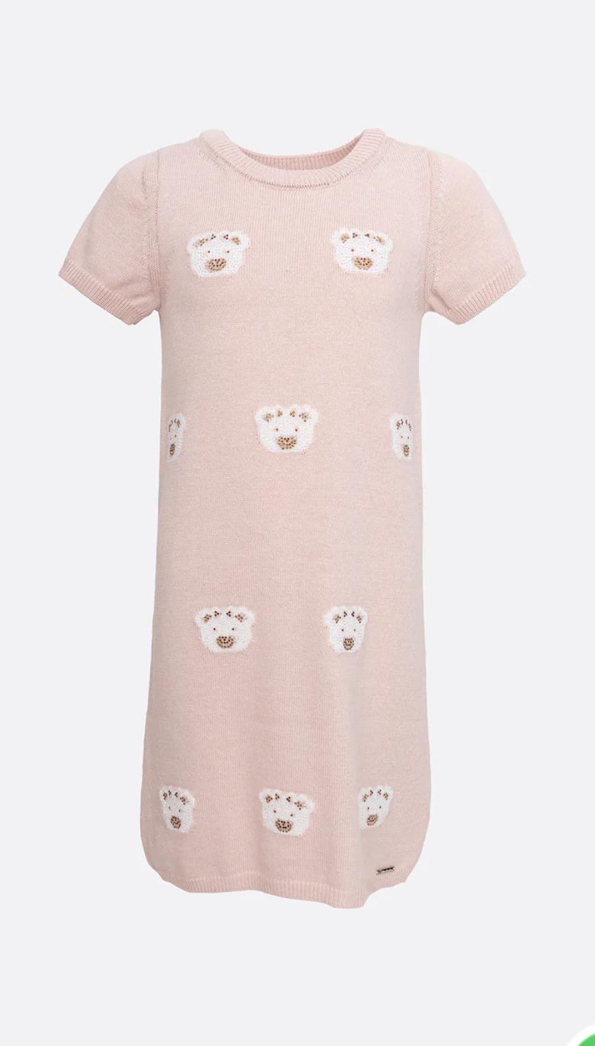 Vestido Tricot Rostinhos Ursinhas Cristais