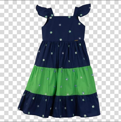 VESTIDO ESTAMPA MINI PLANETAS AZUL E VERDE
