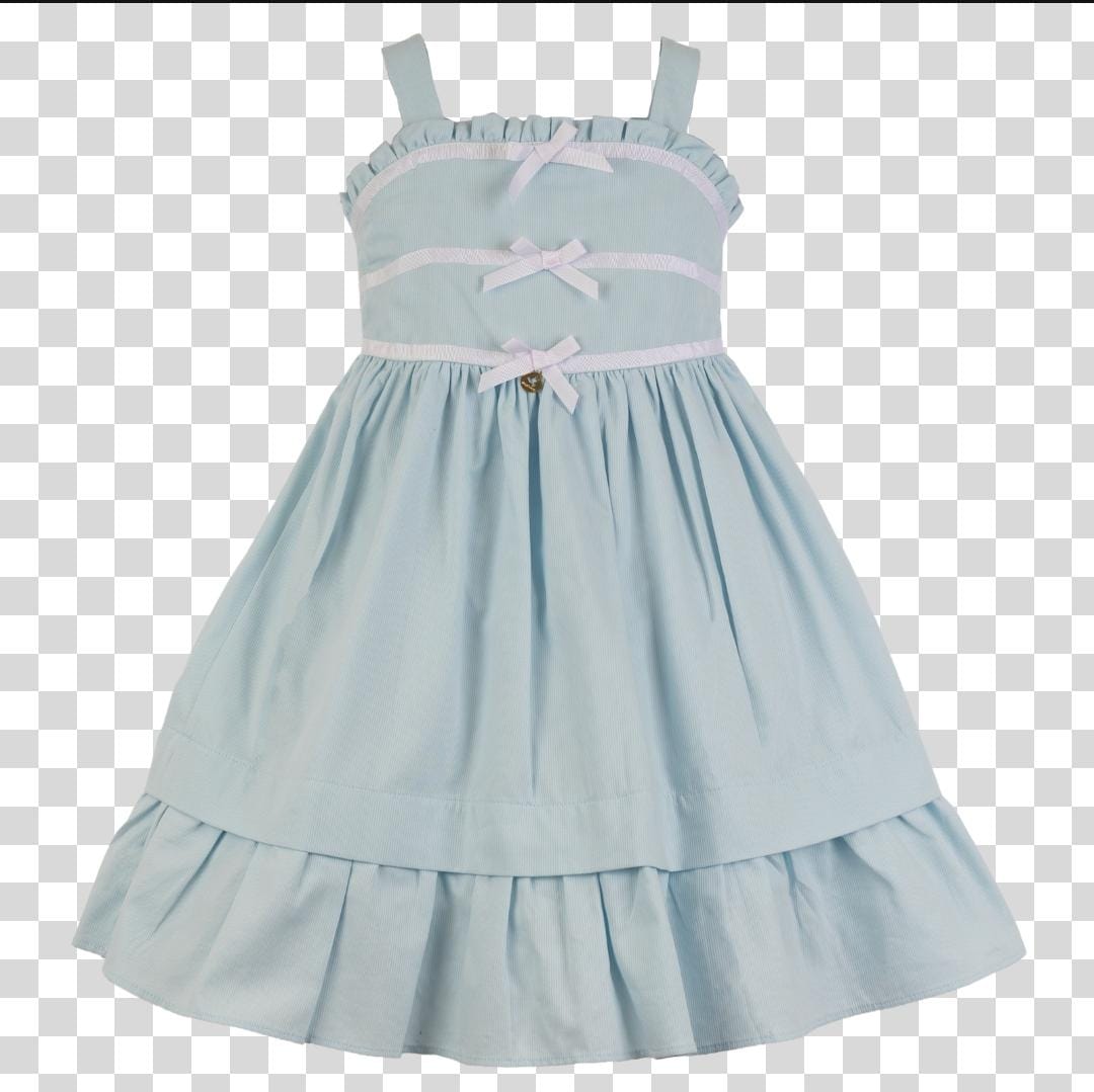 VESTIDO MAQUINETADO AZUL BEBE