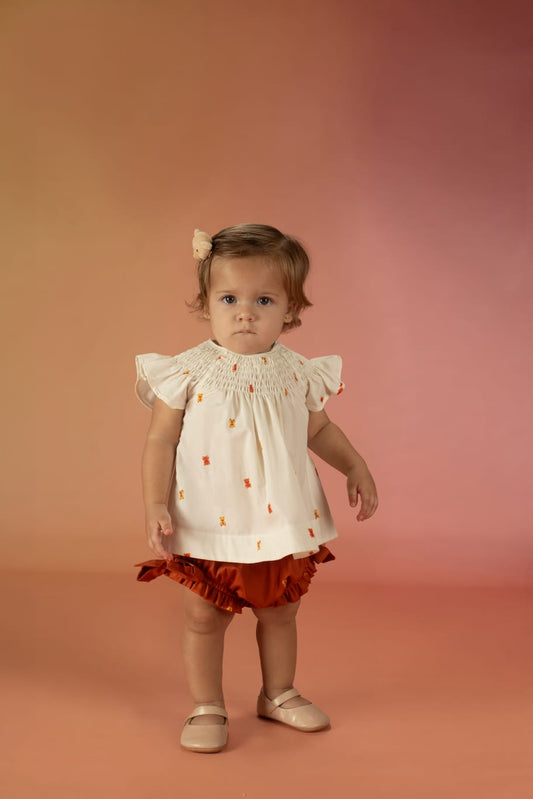 Conjunto Estampa Ursinho Fundo Off