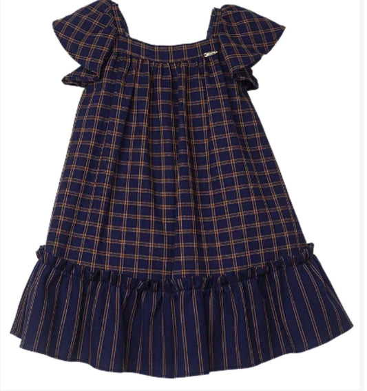 VESTIDO DONATO XADREZ MARINHO