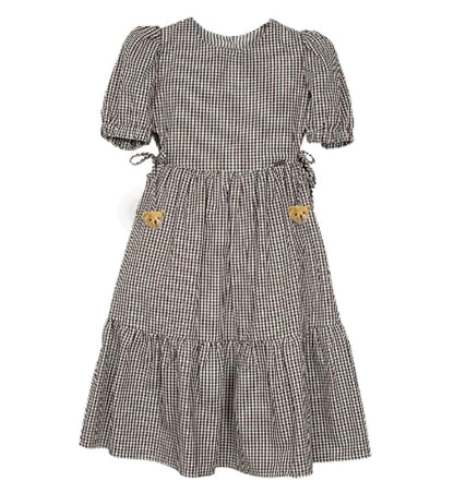 VESTIDO OXFORD XADREZ MARROM E BRANCO