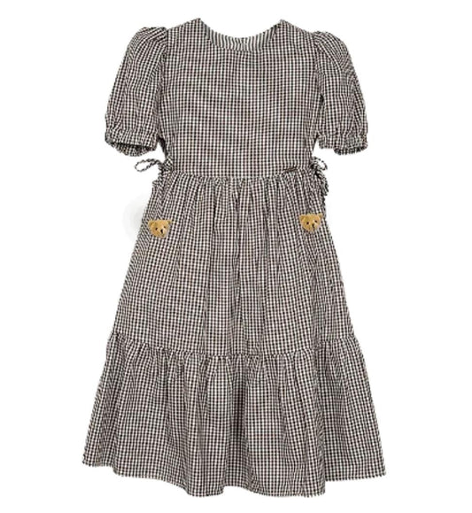 VESTIDO OXFORD XADREZ MARROM E BRANCO