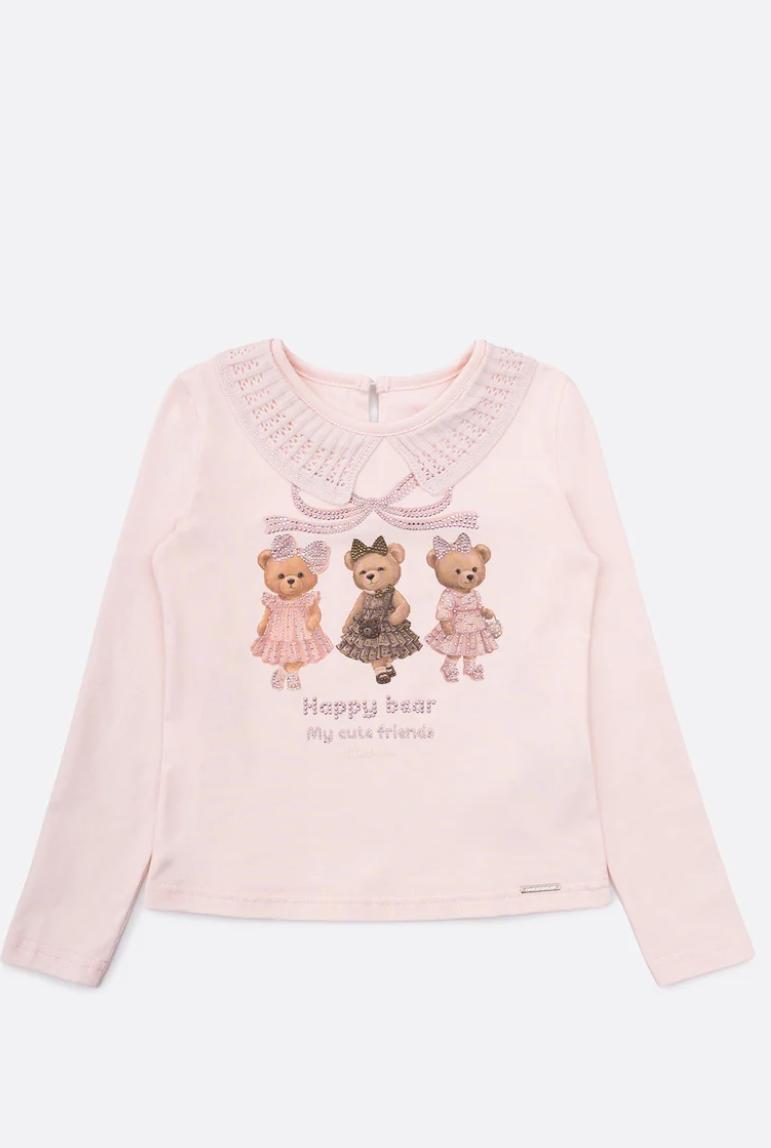 Blusa Cotton Ursinhas Gola Tricot