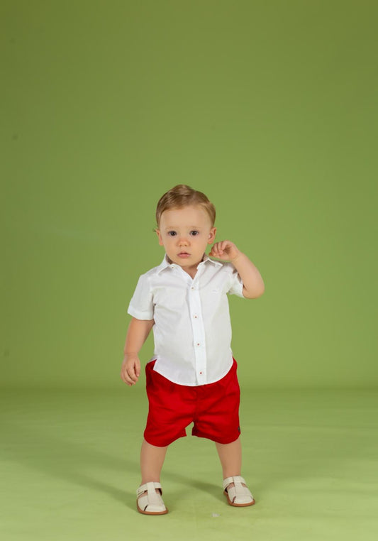 CONJUNTO BRANCO E VERMELHO
