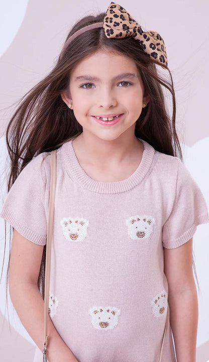 Vestido Tricot Rostinhos Ursinhas Cristais