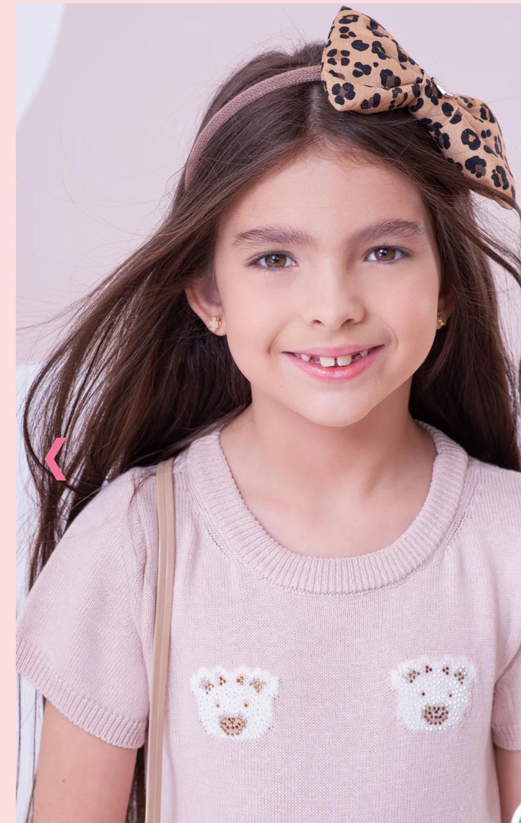 Vestido Tricot Rostinhos Ursinhas Cristais