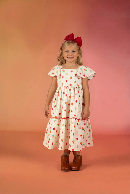 VESTIDO ESTAMPA BOTÕES DE FLOR FUNDO OFF