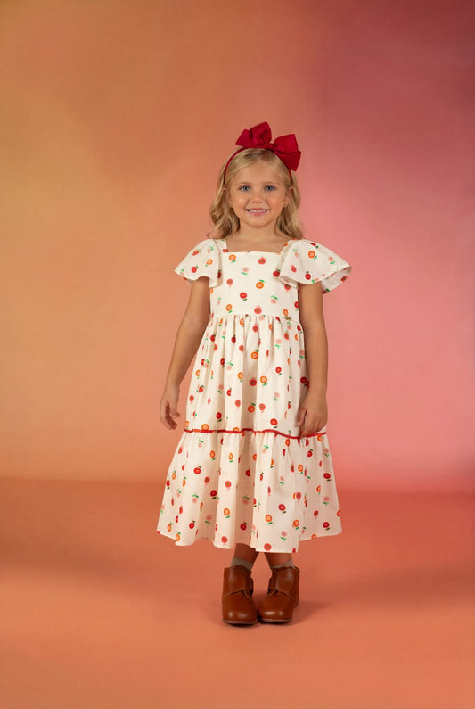 VESTIDO ESTAMPA BOTÕES DE FLOR FUNDO OFF