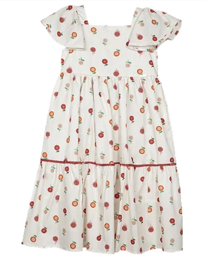 VESTIDO ESTAMPA BOTÕES DE FLOR FUNDO OFF