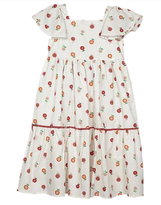 VESTIDO ESTAMPA BOTÕES DE FLOR FUNDO OFF