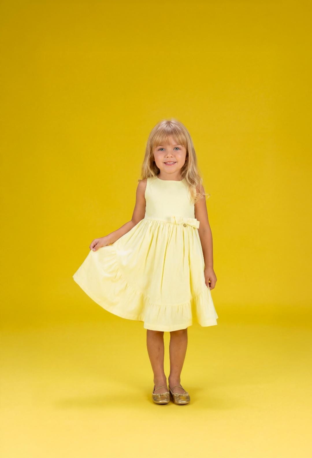 VESTIDO MAQUINETADO AMARELO