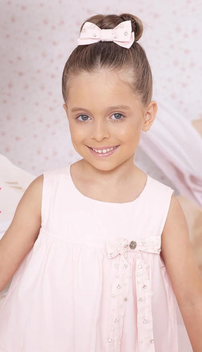Vestido Tricoline Babados Laço Bordado