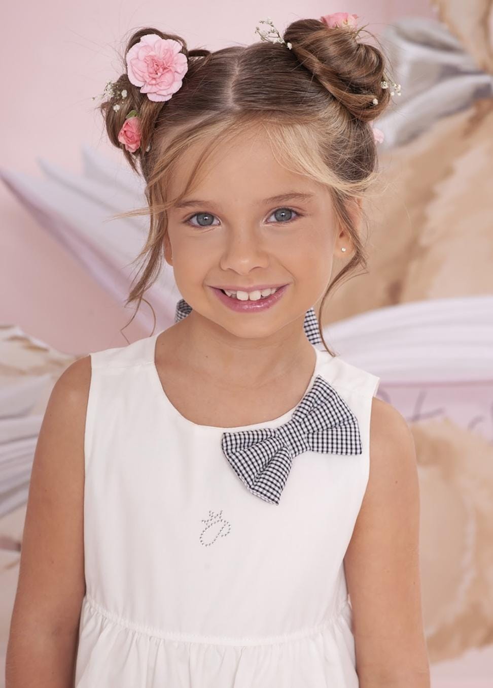 Vestido Tricoline Babados Laço Xadrez
