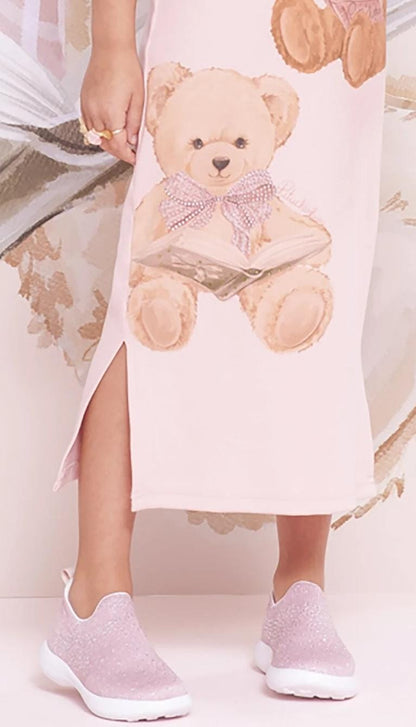 Vestido Ribana Midi Ursinhas Leitura Cristal