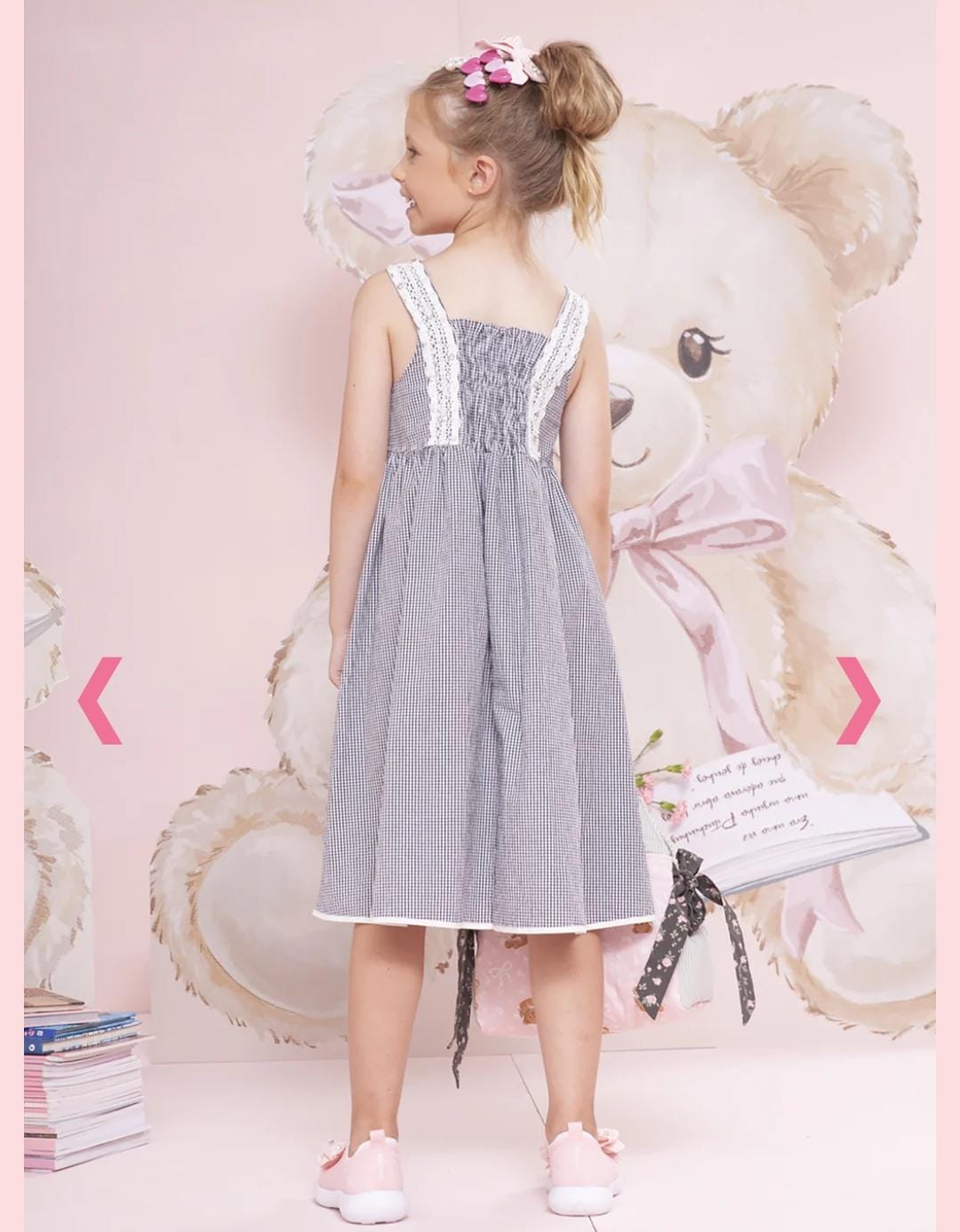 Vestido Algodão Xadrez Renda Bordada