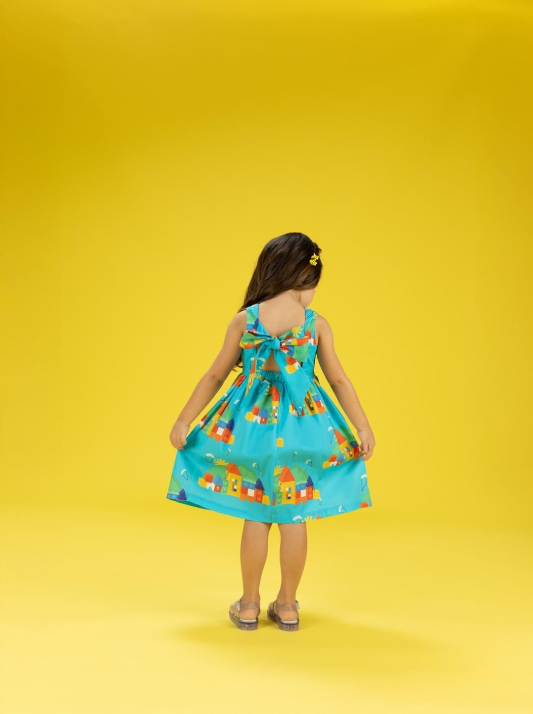 VESTIDO ESTAMPA CIDADE DE BLOQUINHO VERDE