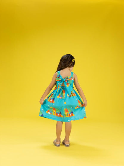 VESTIDO ESTAMPA CIDADE DE BLOQUINHO VERDE