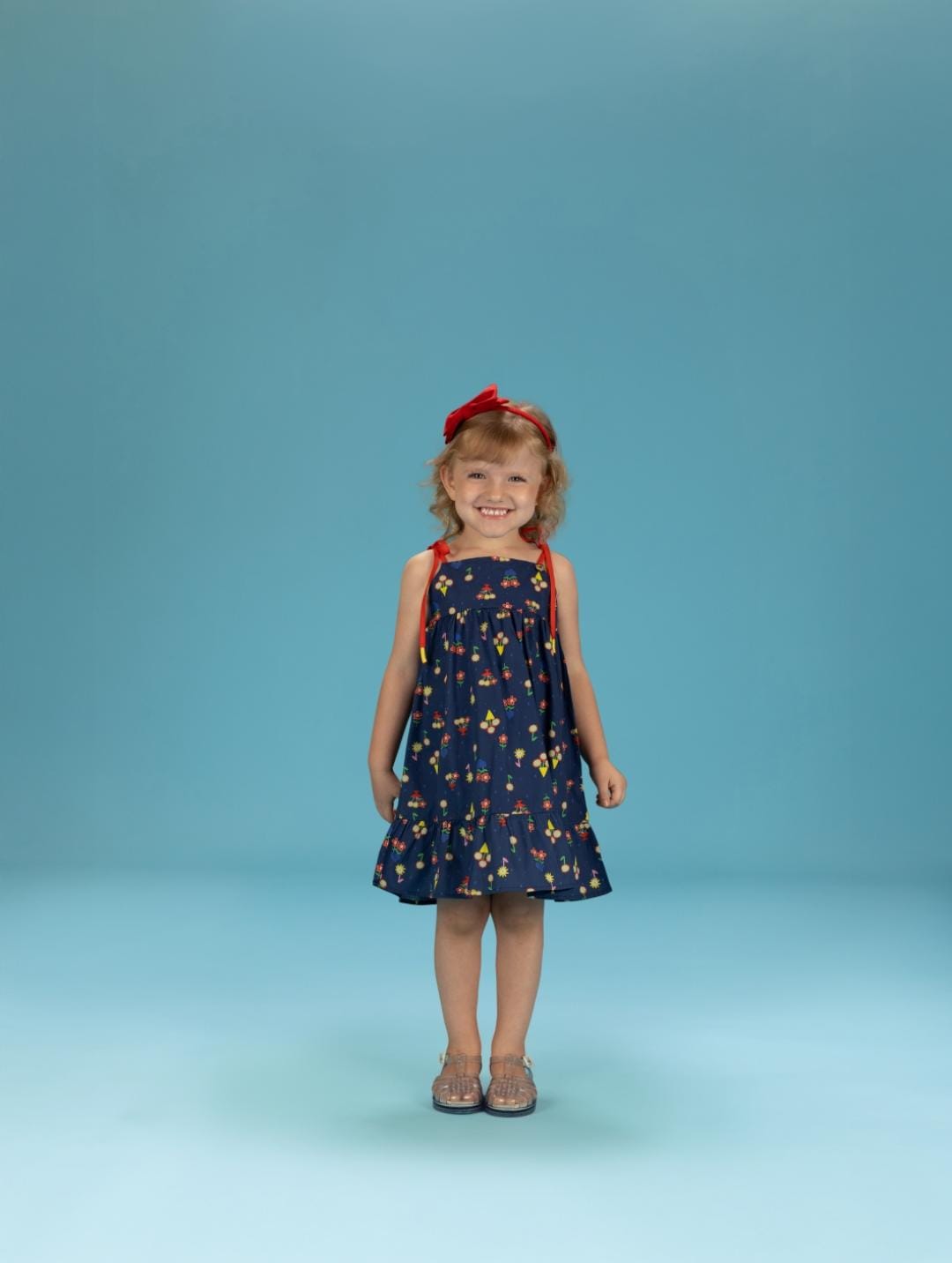 VESTIDO FLOR LUZ LIBERTY MARINHO