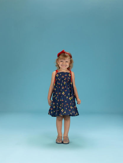 VESTIDO FLOR LUZ LIBERTY MARINHO