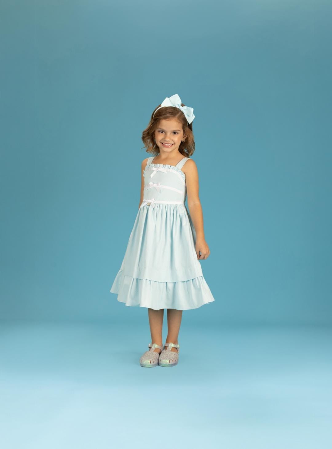 VESTIDO MAQUINETADO AZUL BEBE