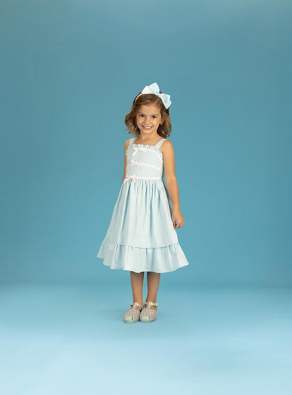 VESTIDO MAQUINETADO AZUL BEBE