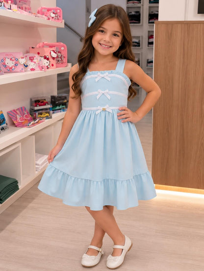 VESTIDO MAQUINETADO AZUL BEBE